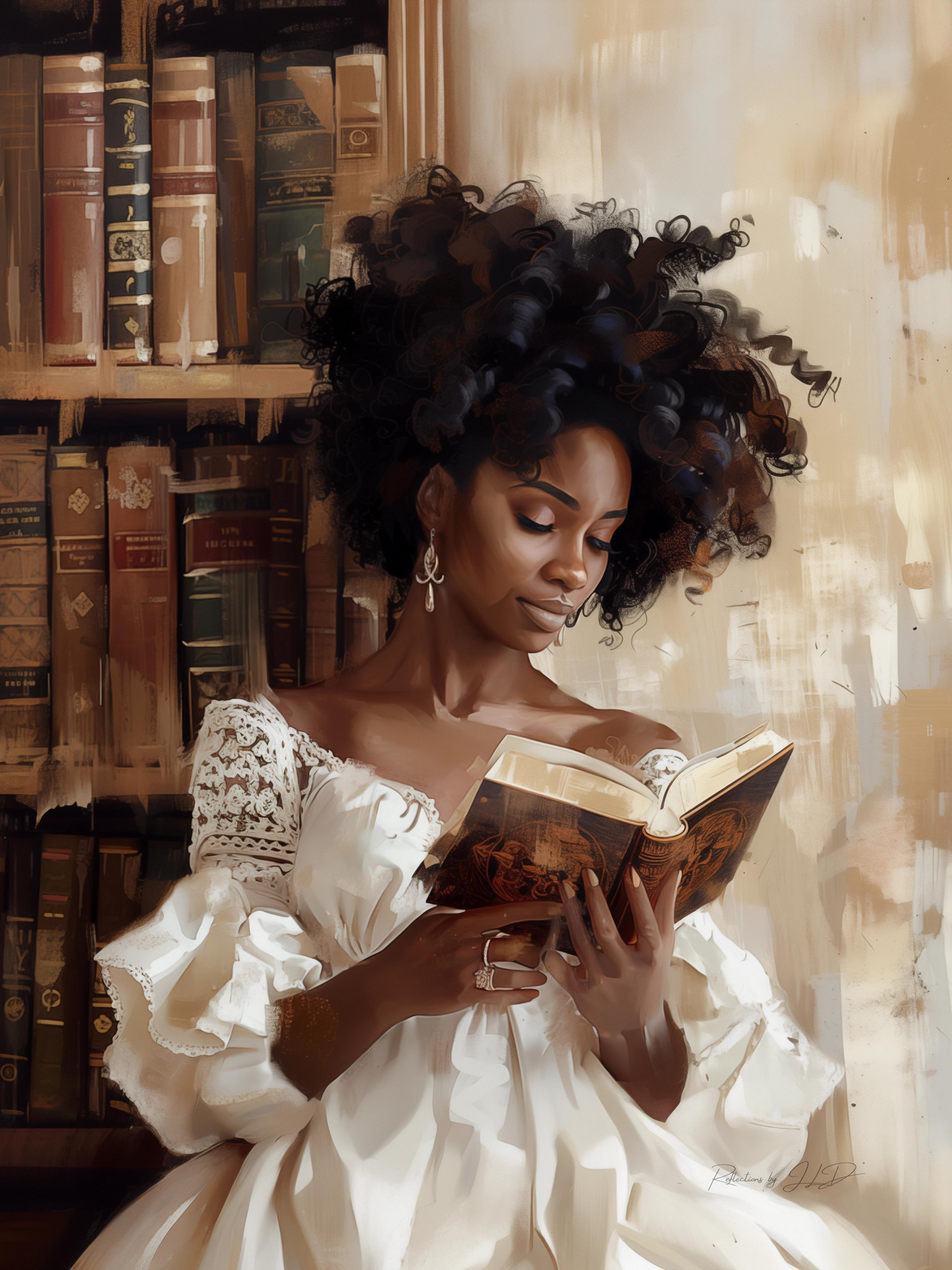 A Great Read | Reading Art | Stretched Canvas Print Wall Art | Black Art | African American Art