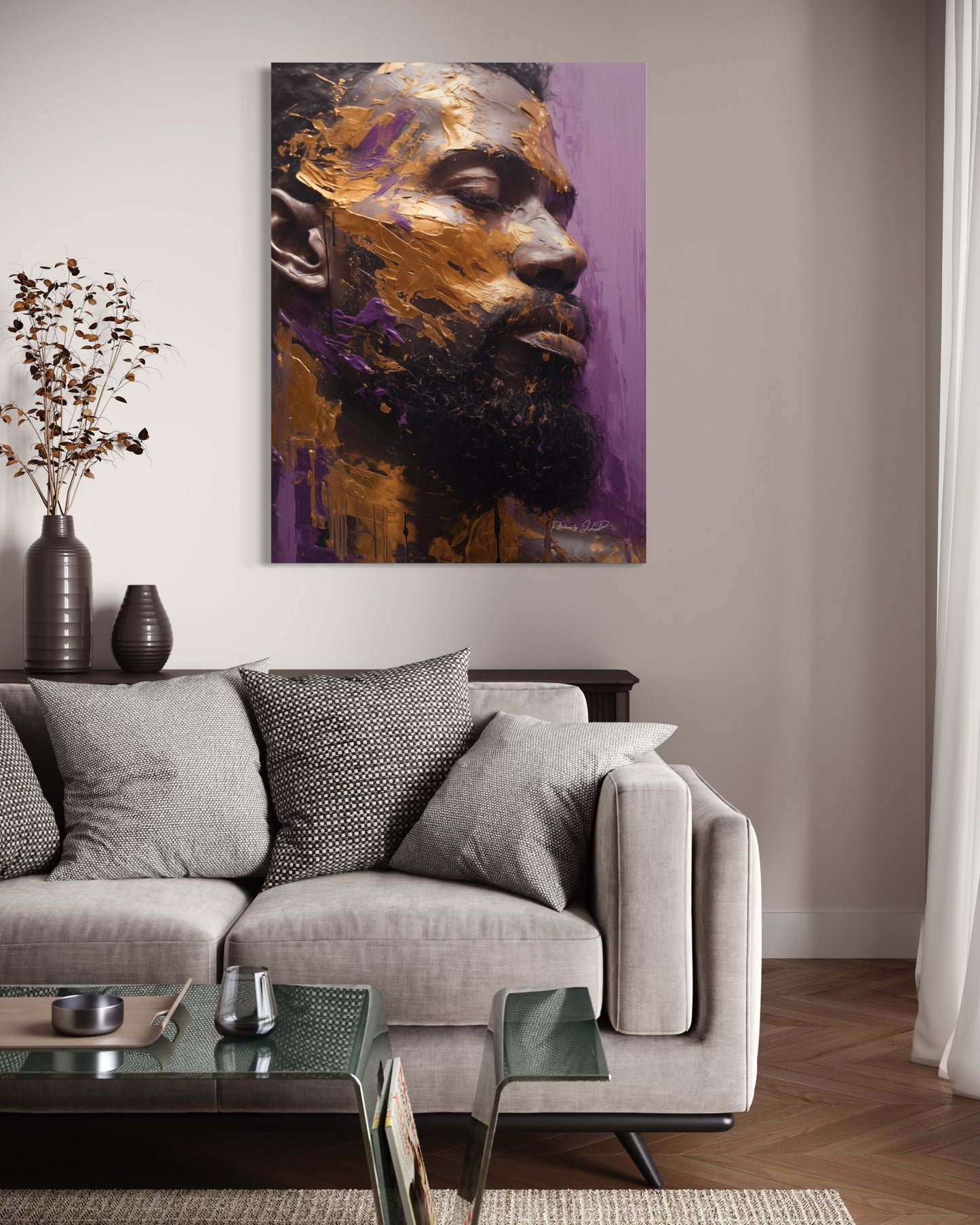 A Royal Man | Black Wall Art |Stretched Canvas Print Wall Art | Black Art | African American Art