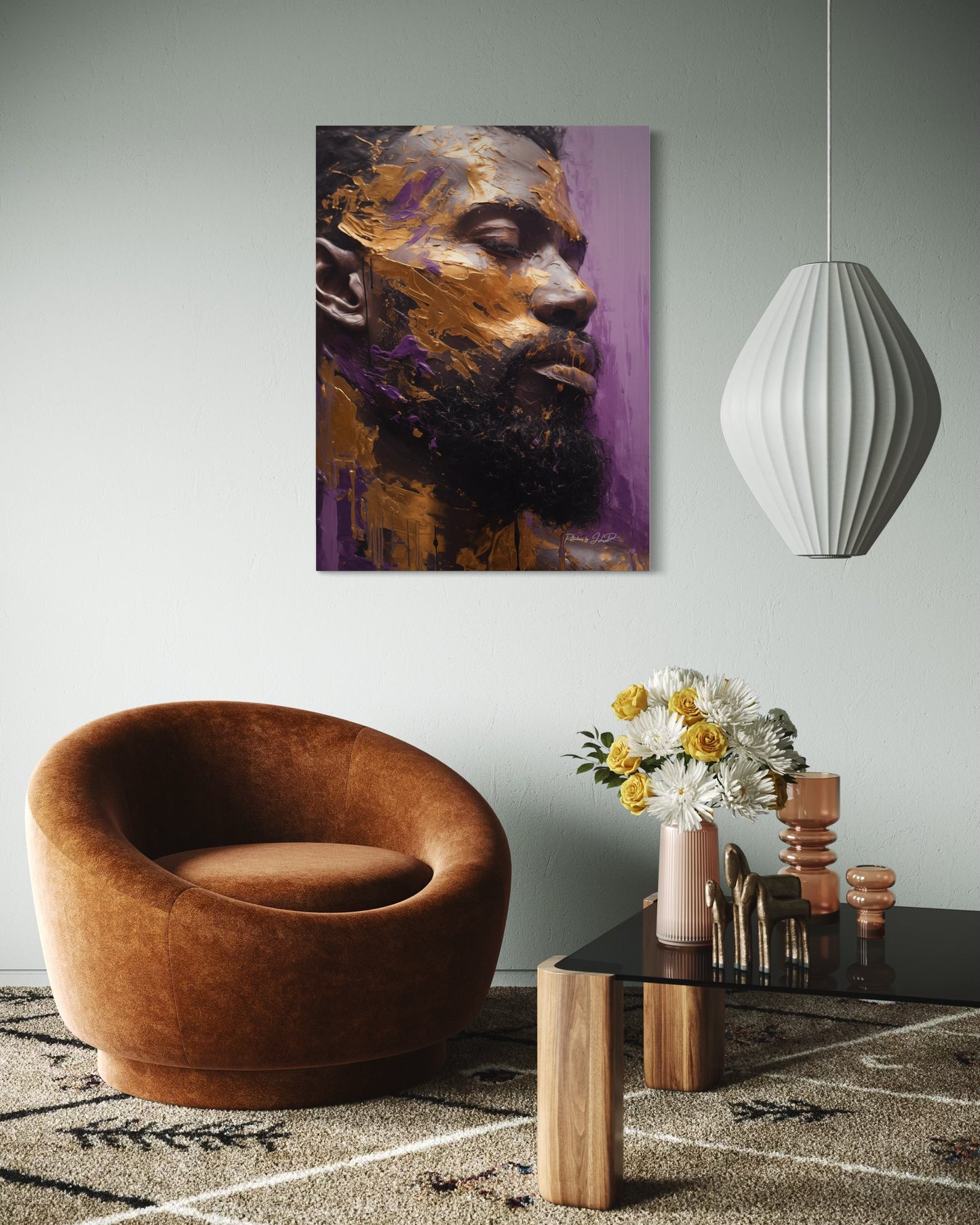 A Royal Man | Black Wall Art |Stretched Canvas Print Wall Art | Black Art | African American Art