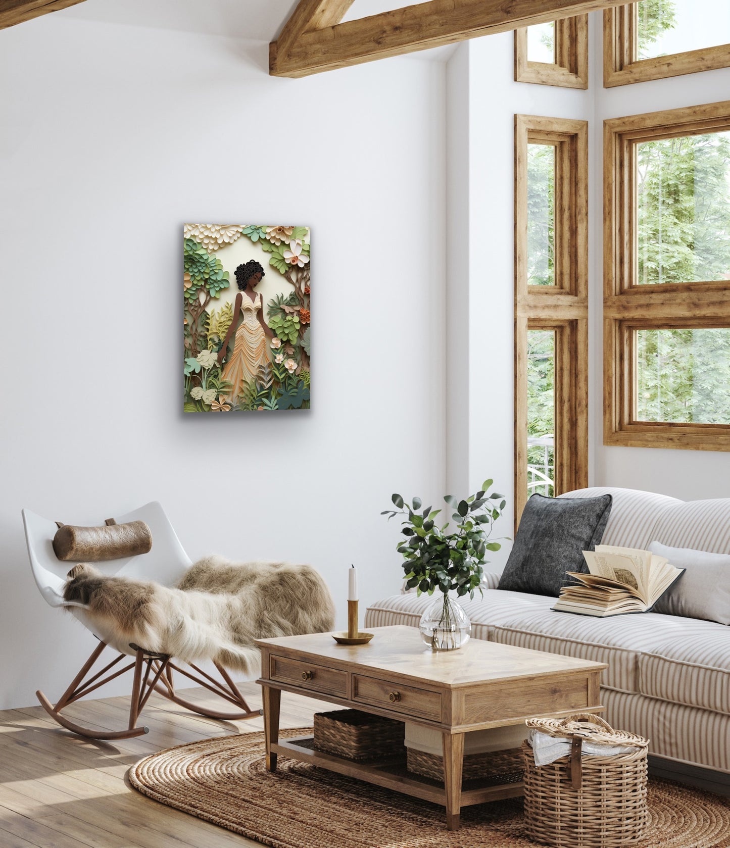 Lady of The Garden | Stretched Canvas Print Wall Art | Black Art | African American Art