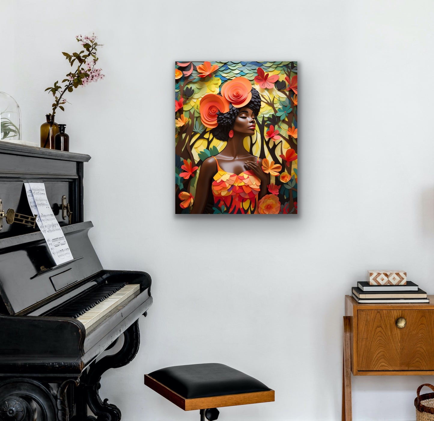 Sun Kissed Garden | Stretched Canvas Print Wall Art | Black Art | African American Art