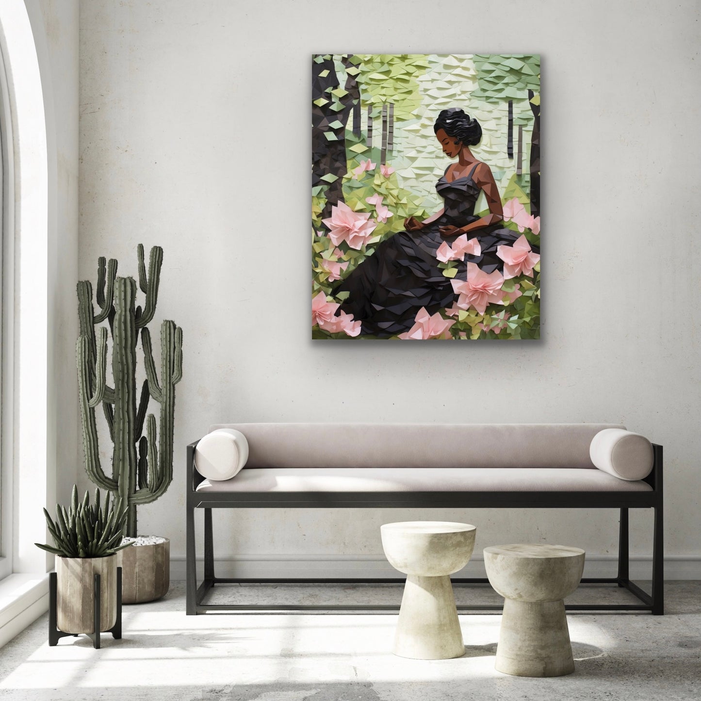 Peace In The Garden | Stretched Canvas Print Wall Art | Black Art | African American Art