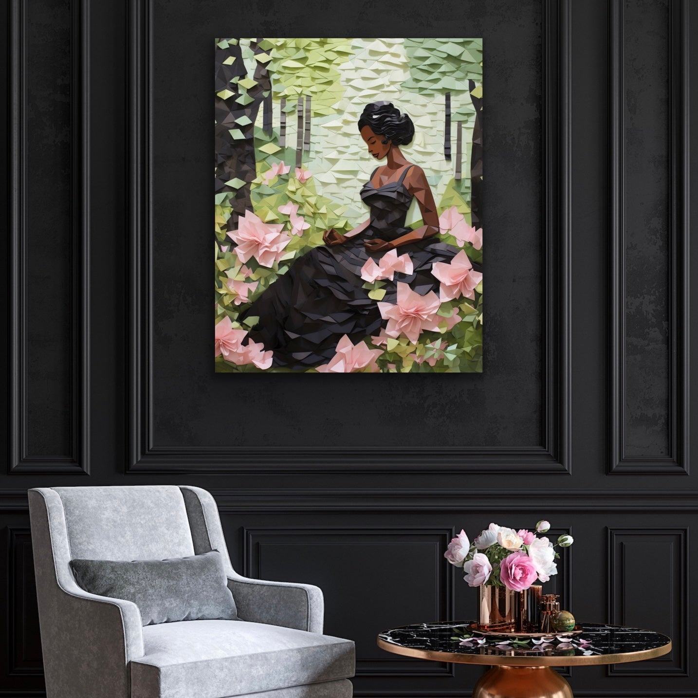 Peace In The Garden | Stretched Canvas Print Wall Art | Black Art | African American Art