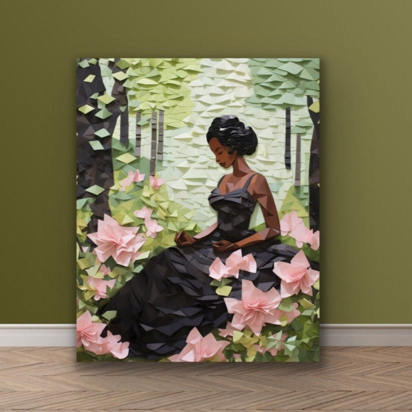 Peace In The Garden | Stretched Canvas Print Wall Art | Black Art | African American Art