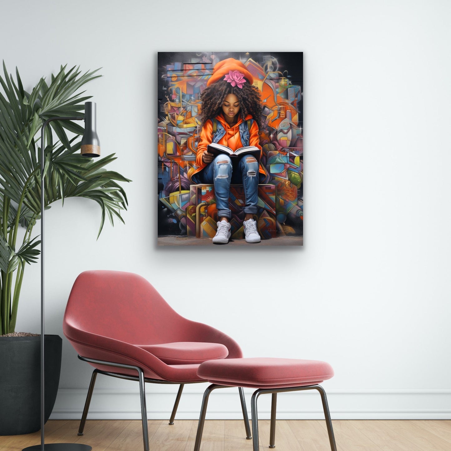 My Happy Place | Reading Art | Stretched Canvas Print Wall Art | Black Art | African American Art