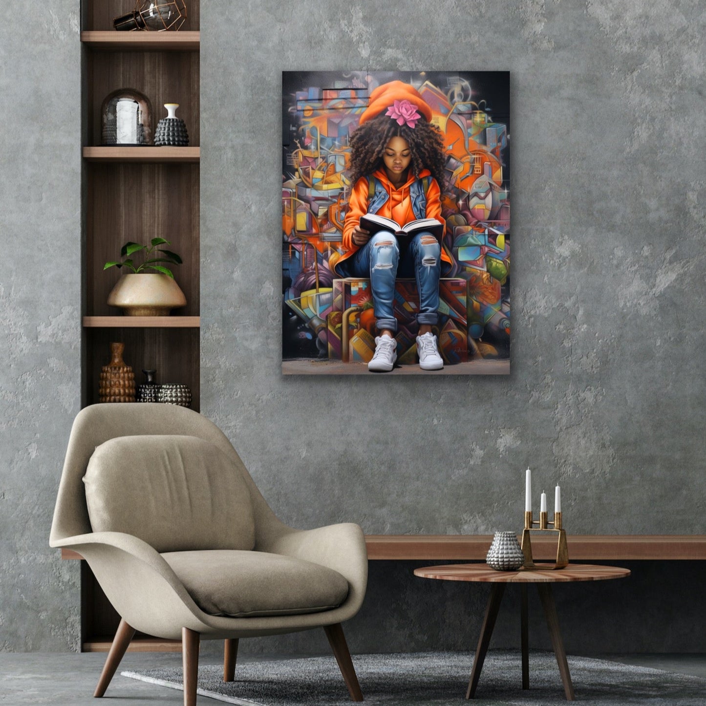 My Happy Place | Reading Art | Stretched Canvas Print Wall Art | Black Art | African American Art