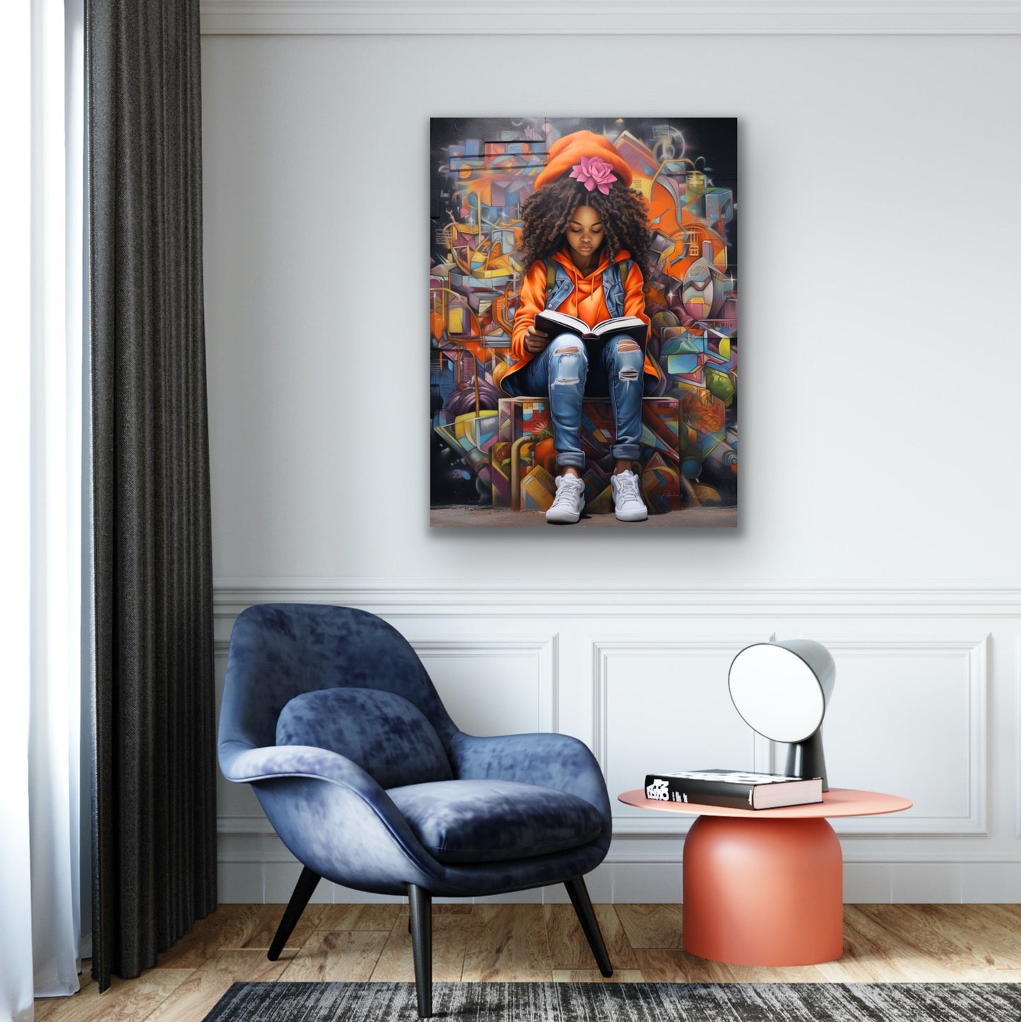 My Happy Place | Reading Art | Stretched Canvas Print Wall Art | Black Art | African American Art