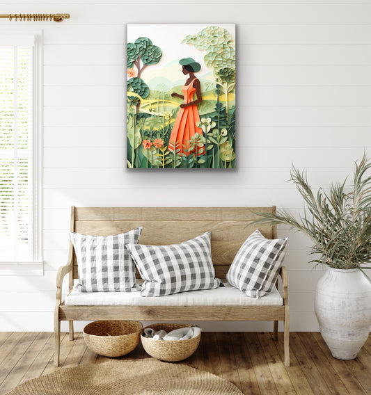 The Garden Stroll | Stretched Canvas Print Wall Art | Black Art | African American Art