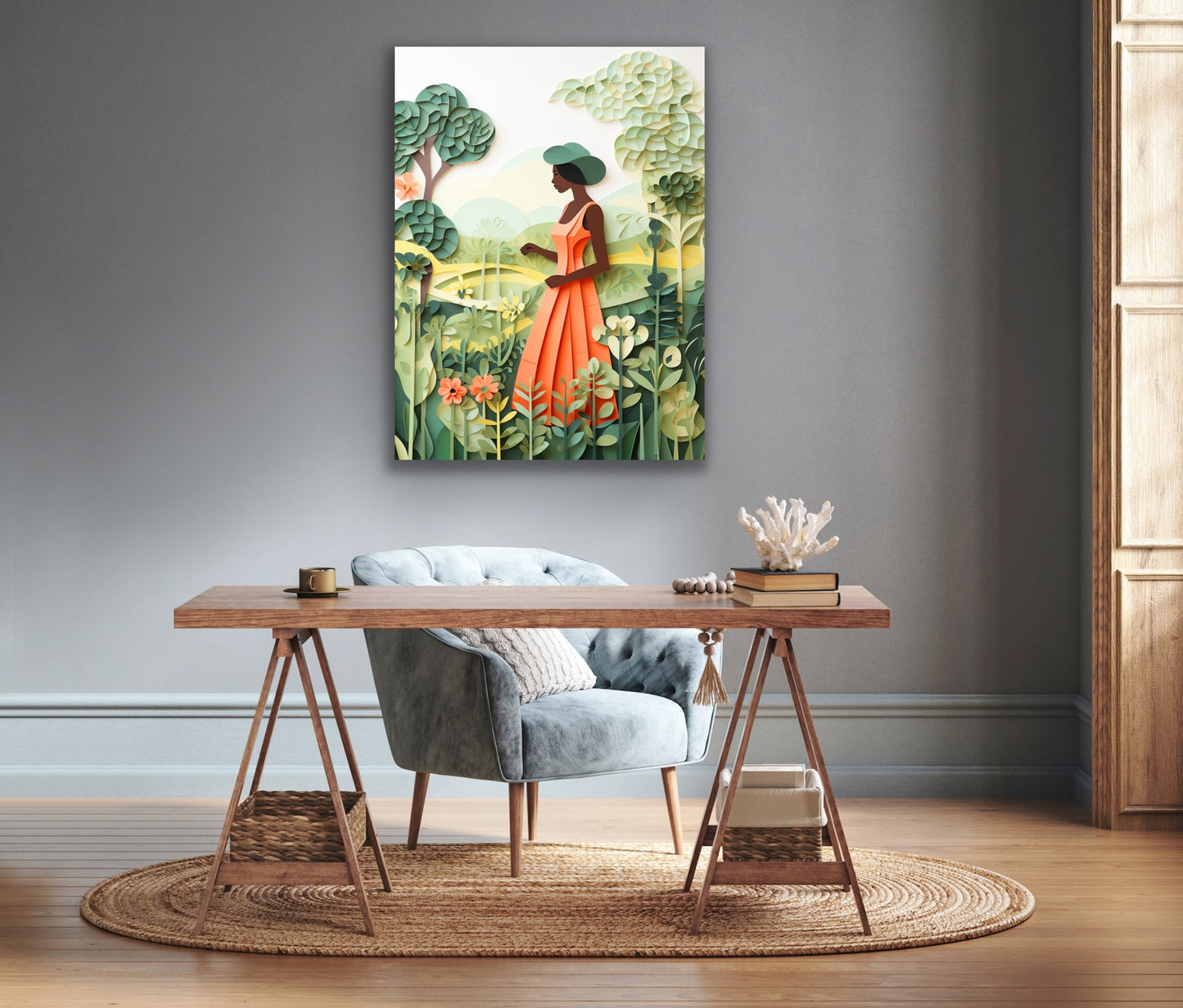 The Garden Stroll | Stretched Canvas Print Wall Art | Black Art | African American Art