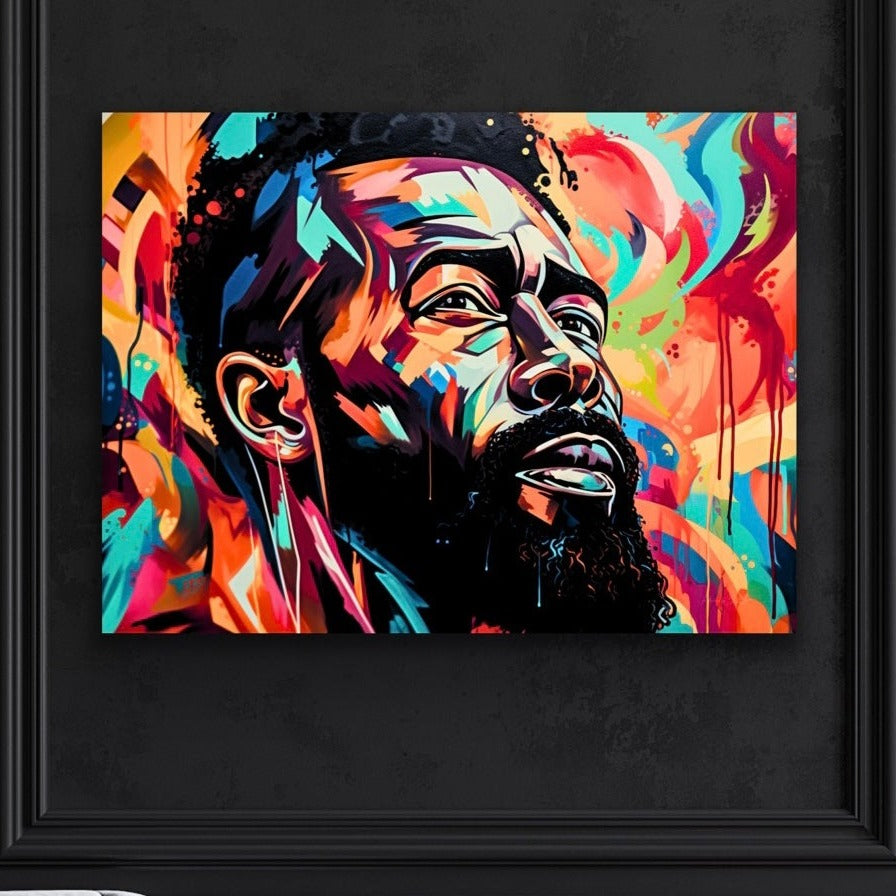 A Face of Color | Stretched Canvas Print Wall Art | Black Art | African American Art