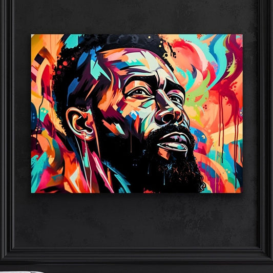 A Face of Color | Stretched Canvas Print Wall Art | Black Art | African American Art