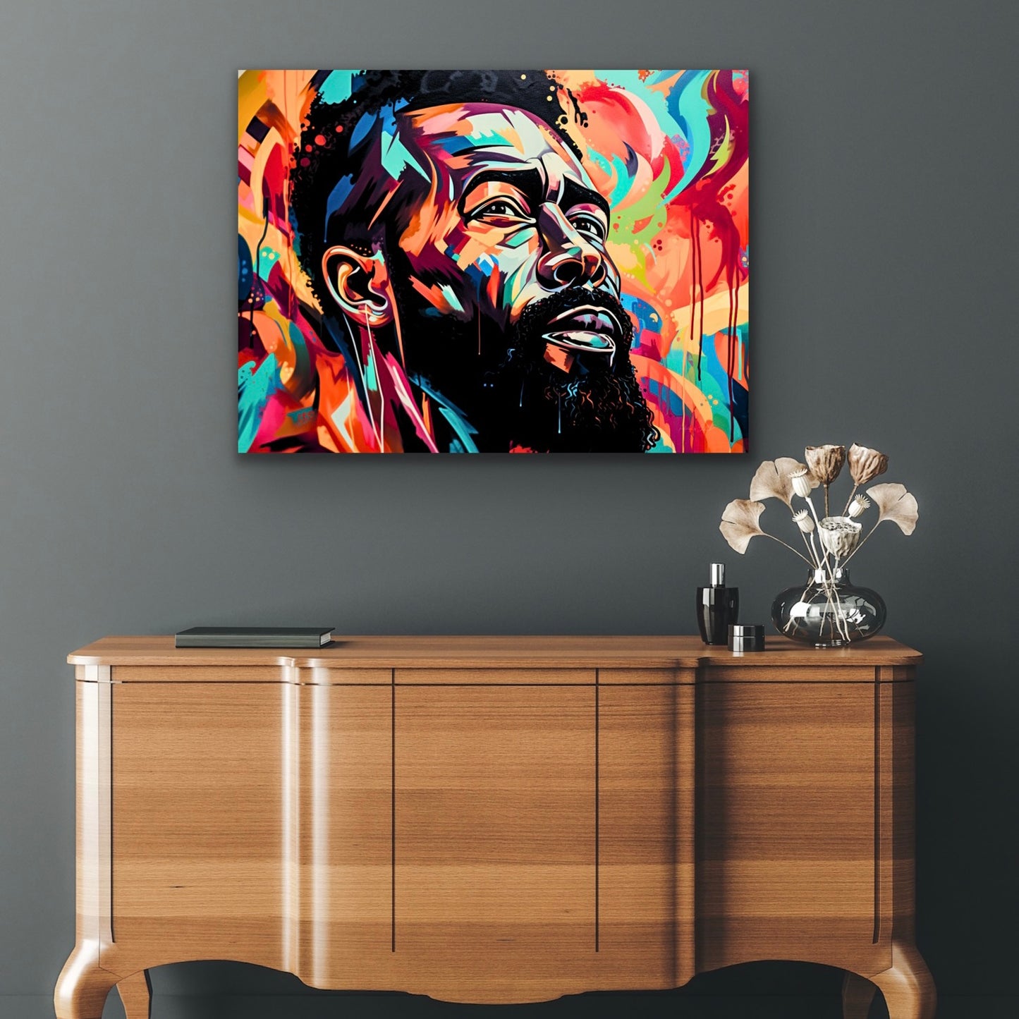 A Face of Color | Stretched Canvas Print Wall Art | Black Art | African American Art