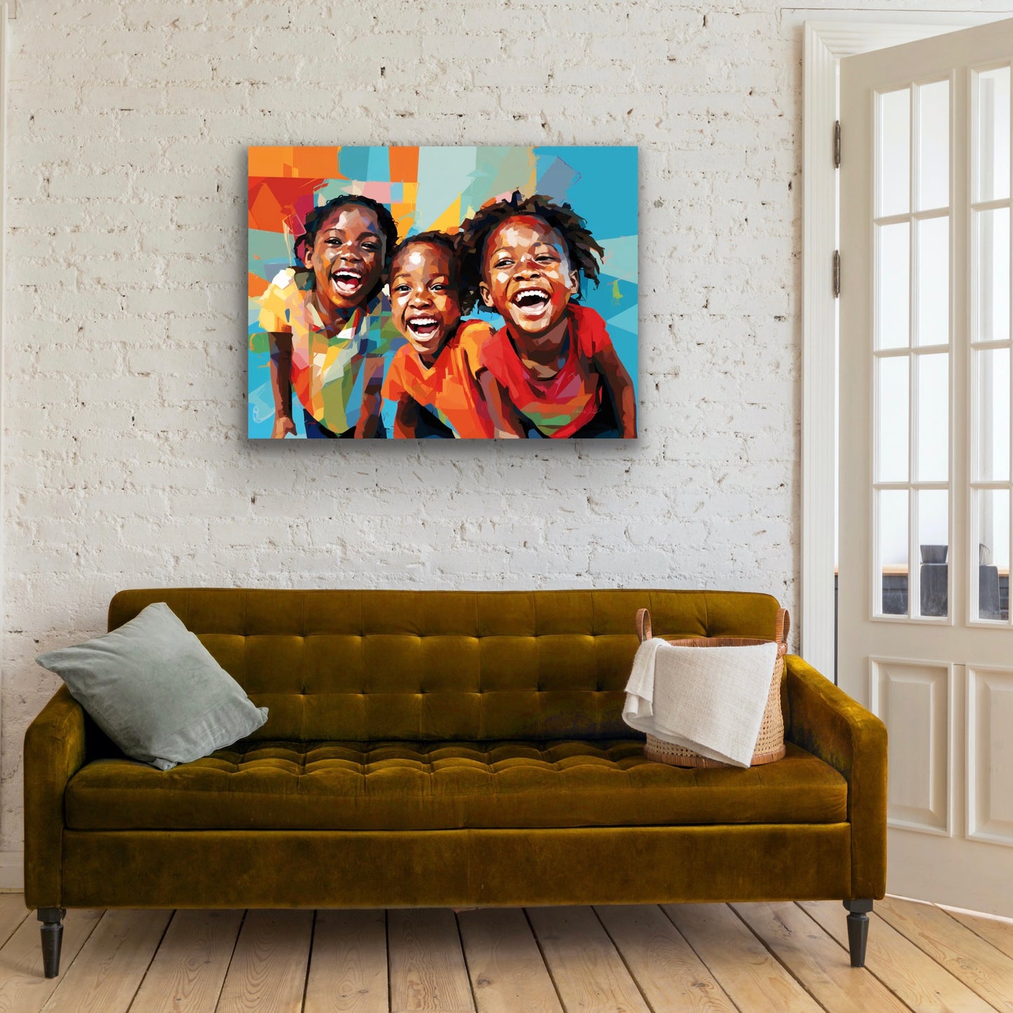 Cousins Having Fun | Stretched Canvas Print Wall Art | Black Art | African American Art