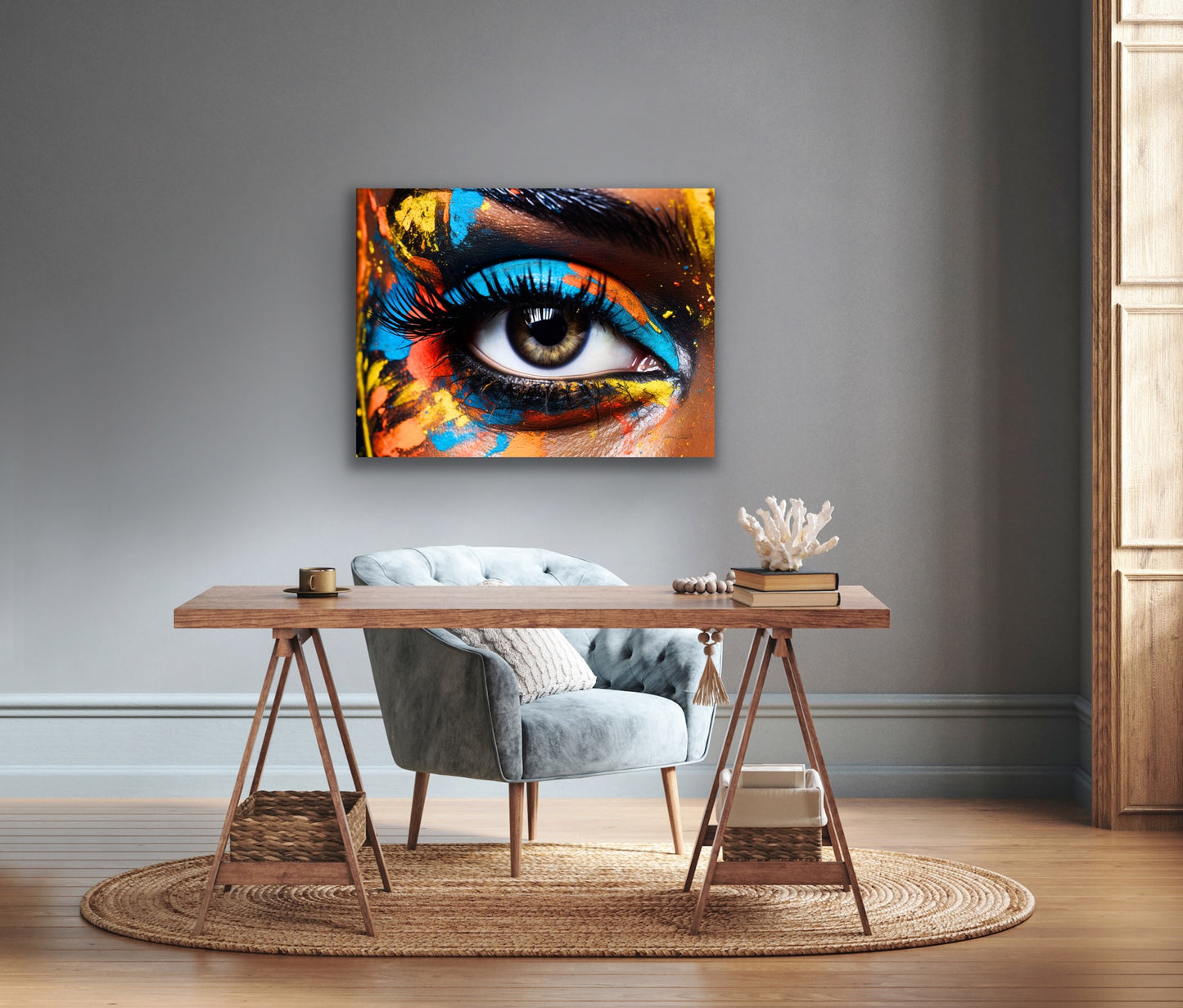 Pop of Eye Color | Stretched Canvas Print Wall Art | Black Art | African American Art