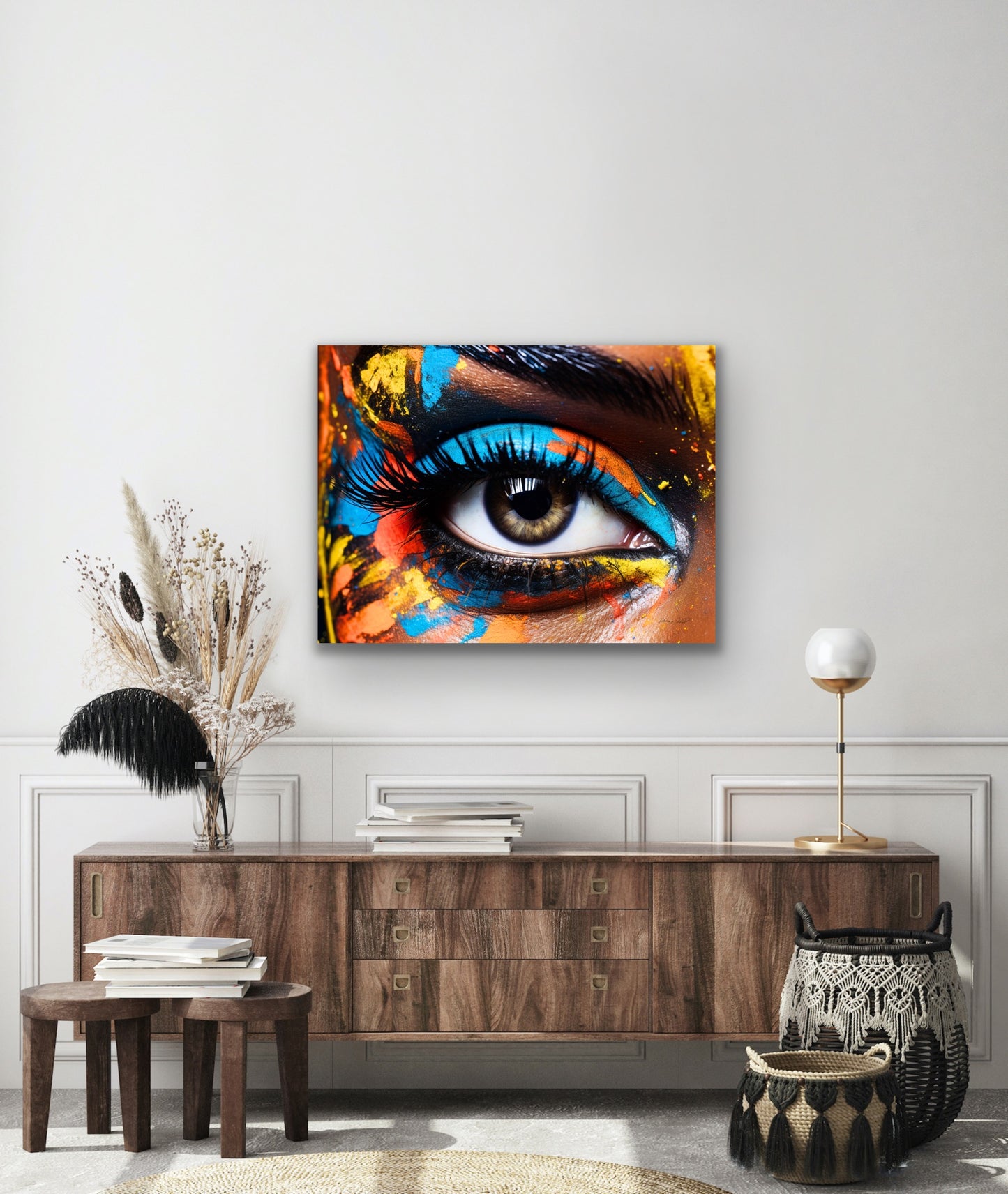 Pop of Eye Color | Stretched Canvas Print Wall Art | Black Art | African American Art