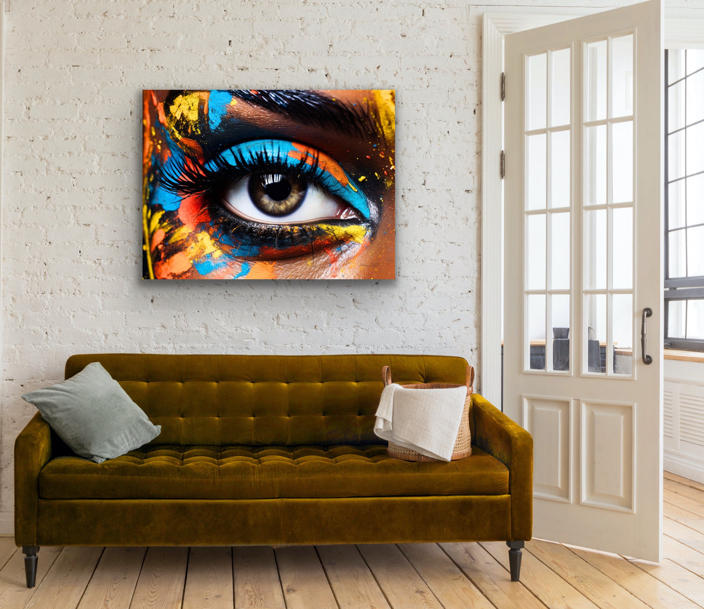 Pop of Eye Color | Stretched Canvas Print Wall Art | Black Art | African American Art