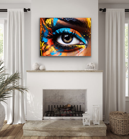 Pop of Eye Color | Stretched Canvas Print Wall Art | Black Art | African American Art