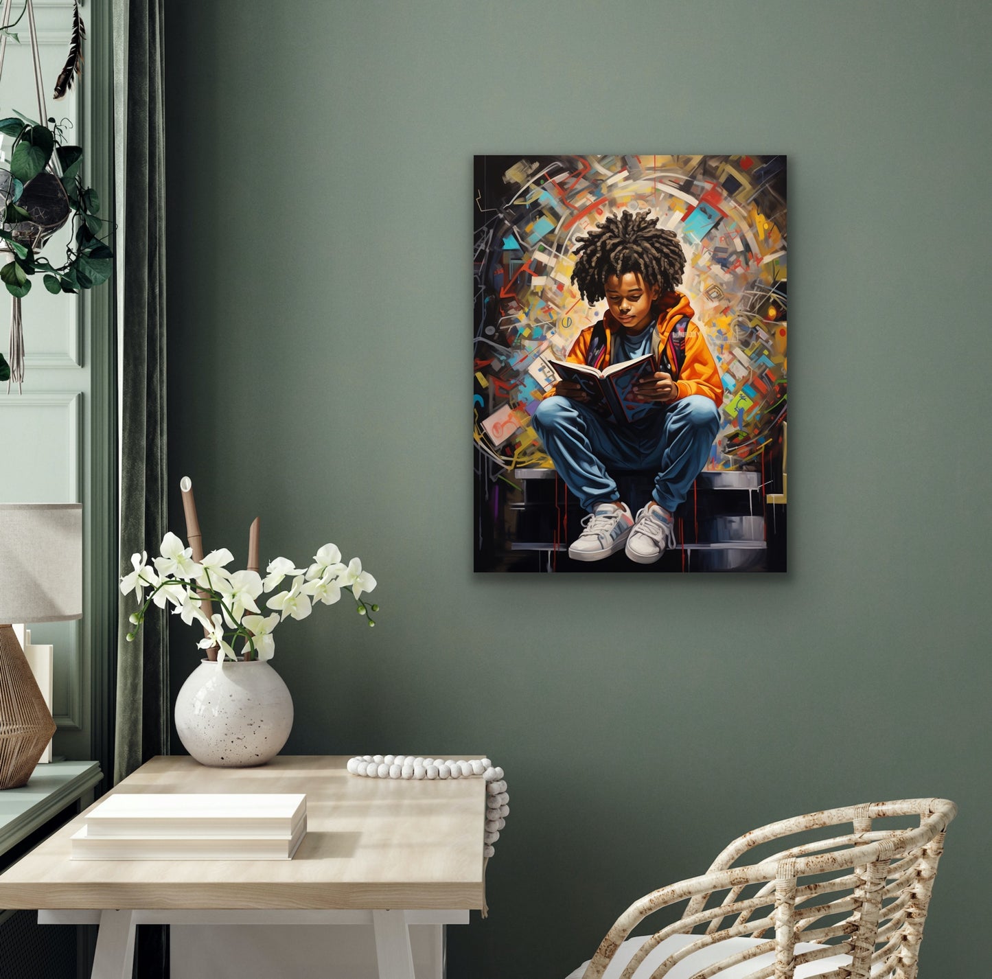 My Land of Imagination | Reading Art | Stretched Canvas Print Wall Art | Black Art | African American Art