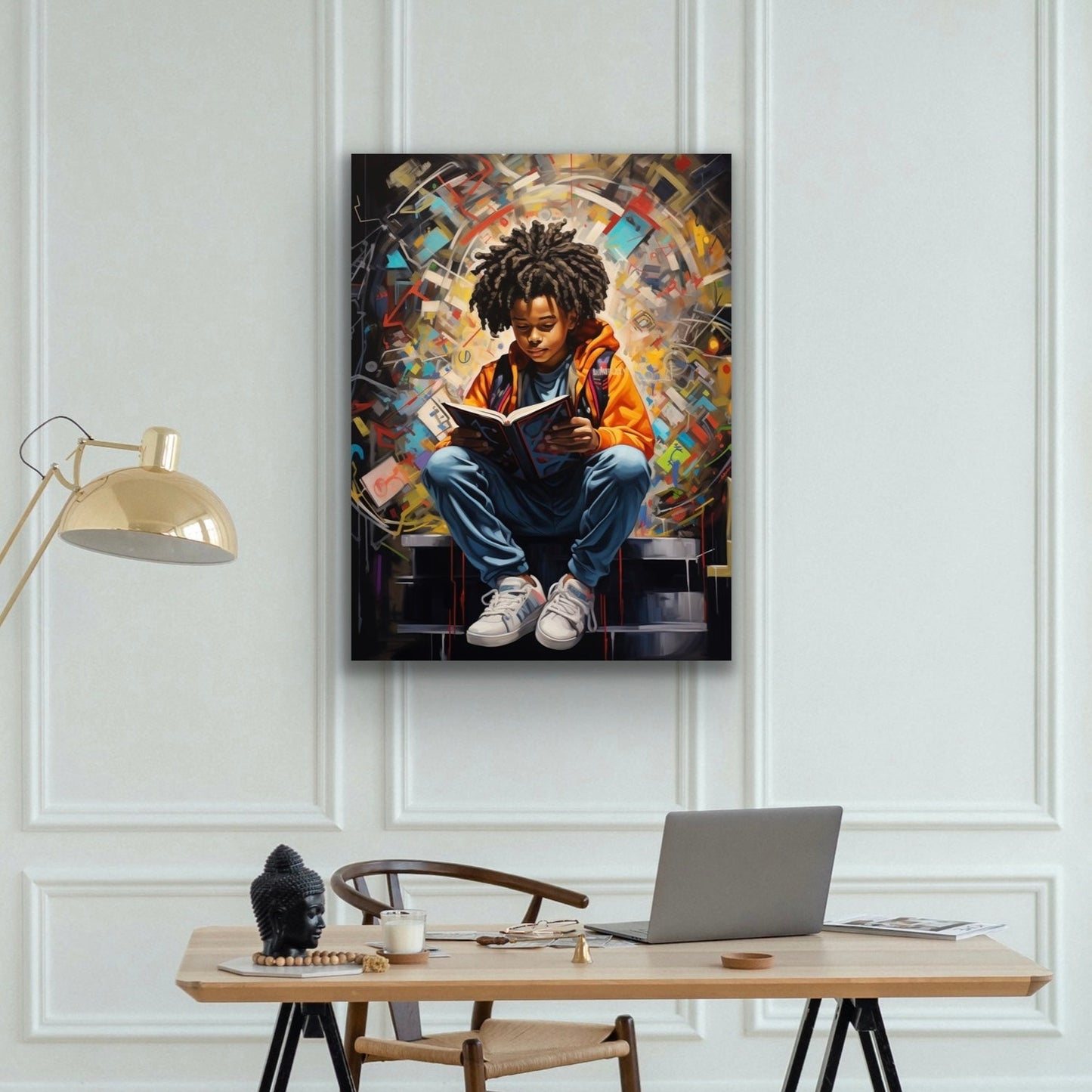My Land of Imagination | Reading Art | Stretched Canvas Print Wall Art | Black Art | African American Art