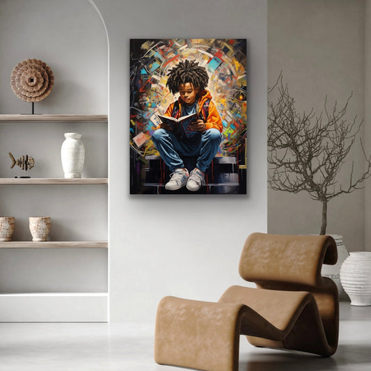 My Land of Imagination | Reading Art | Stretched Canvas Print Wall Art | Black Art | African American Art