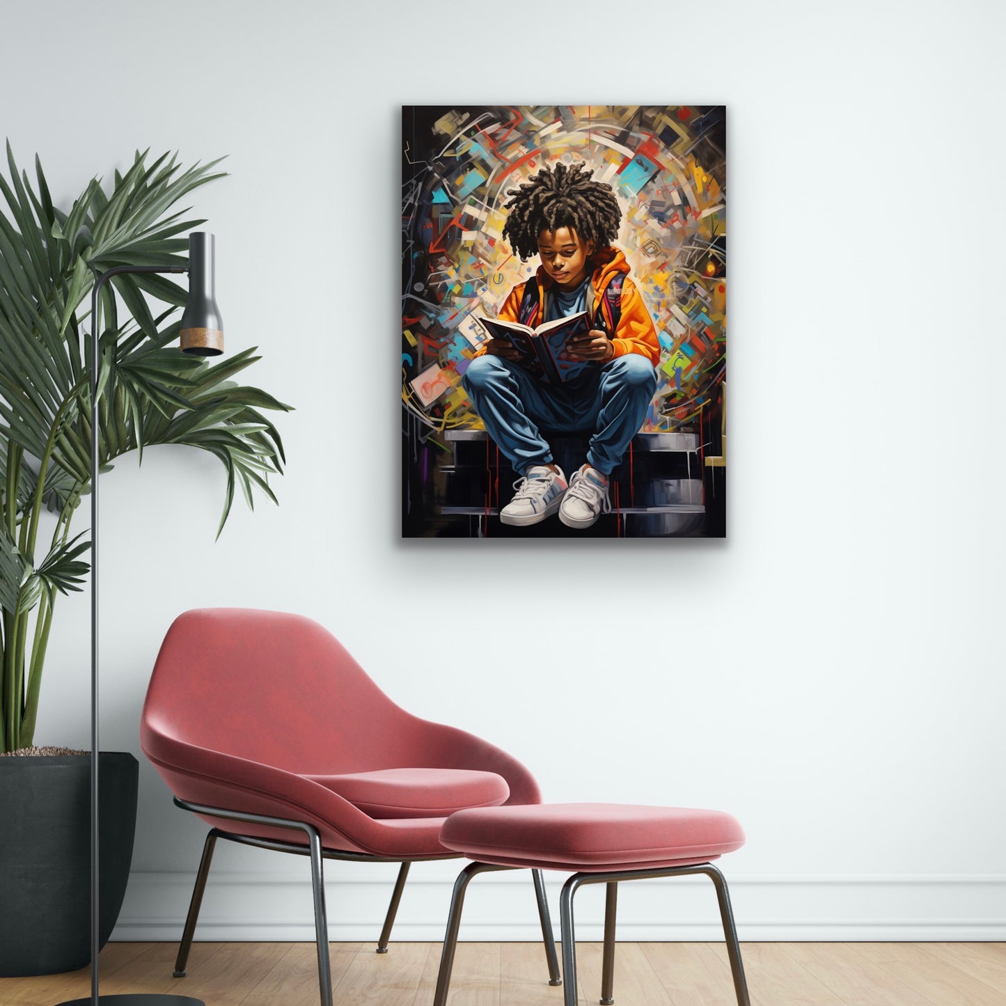 My Land of Imagination | Reading Art | Stretched Canvas Print Wall Art | Black Art | African American Art