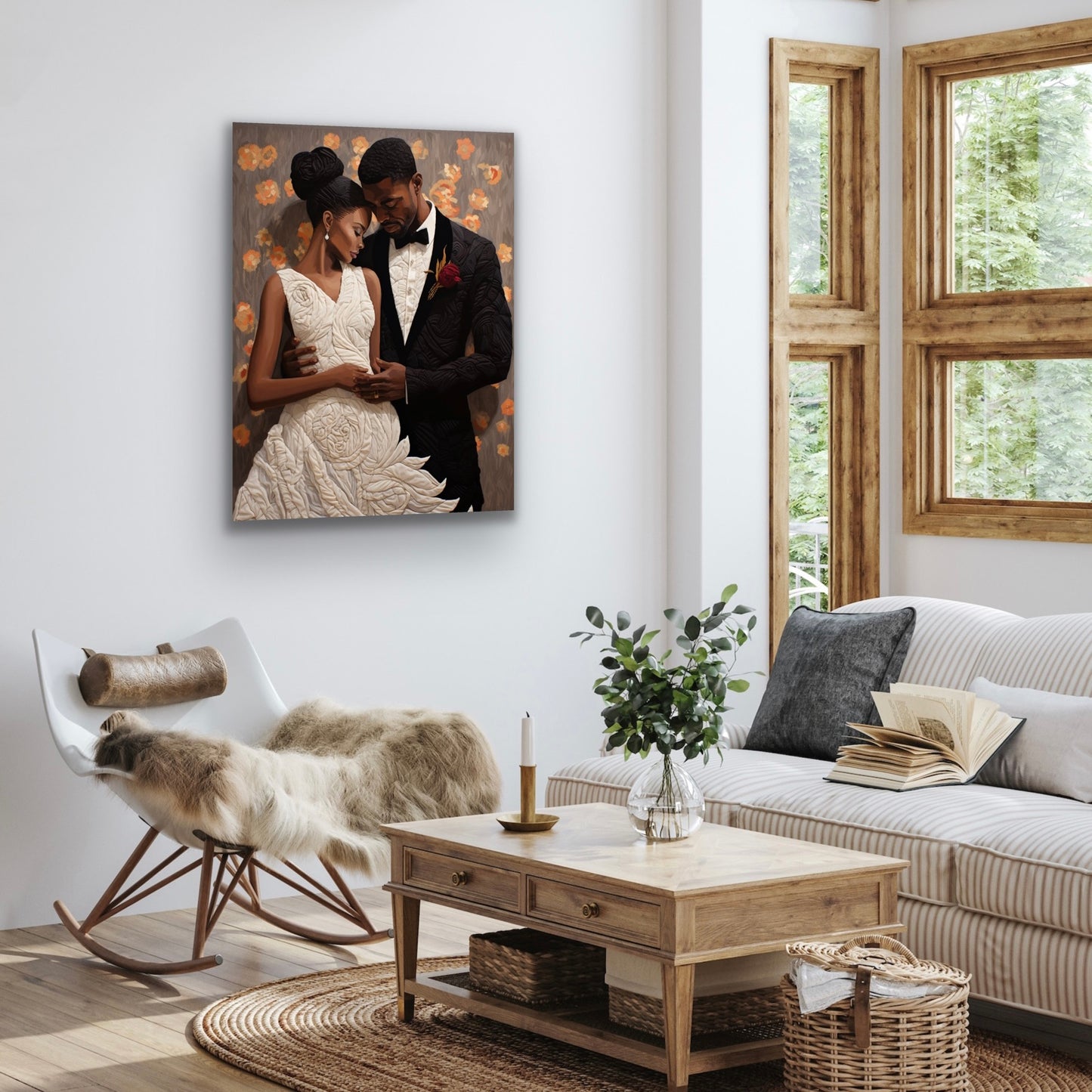 The Wedding Picture | Stretched Canvas Print Wall Art | Black Art | African American Art