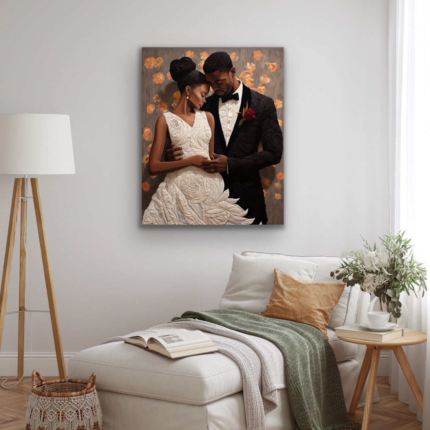 The Wedding Picture | Stretched Canvas Print Wall Art | Black Art | African American Art