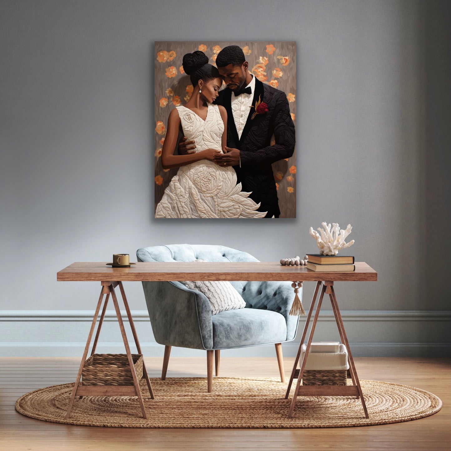 The Wedding Picture | Stretched Canvas Print Wall Art | Black Art | African American Art