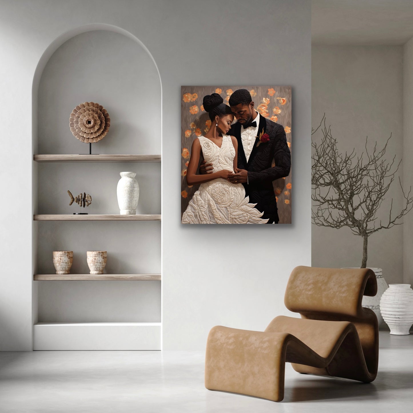 The Wedding Picture | Stretched Canvas Print Wall Art | Black Art | African American Art
