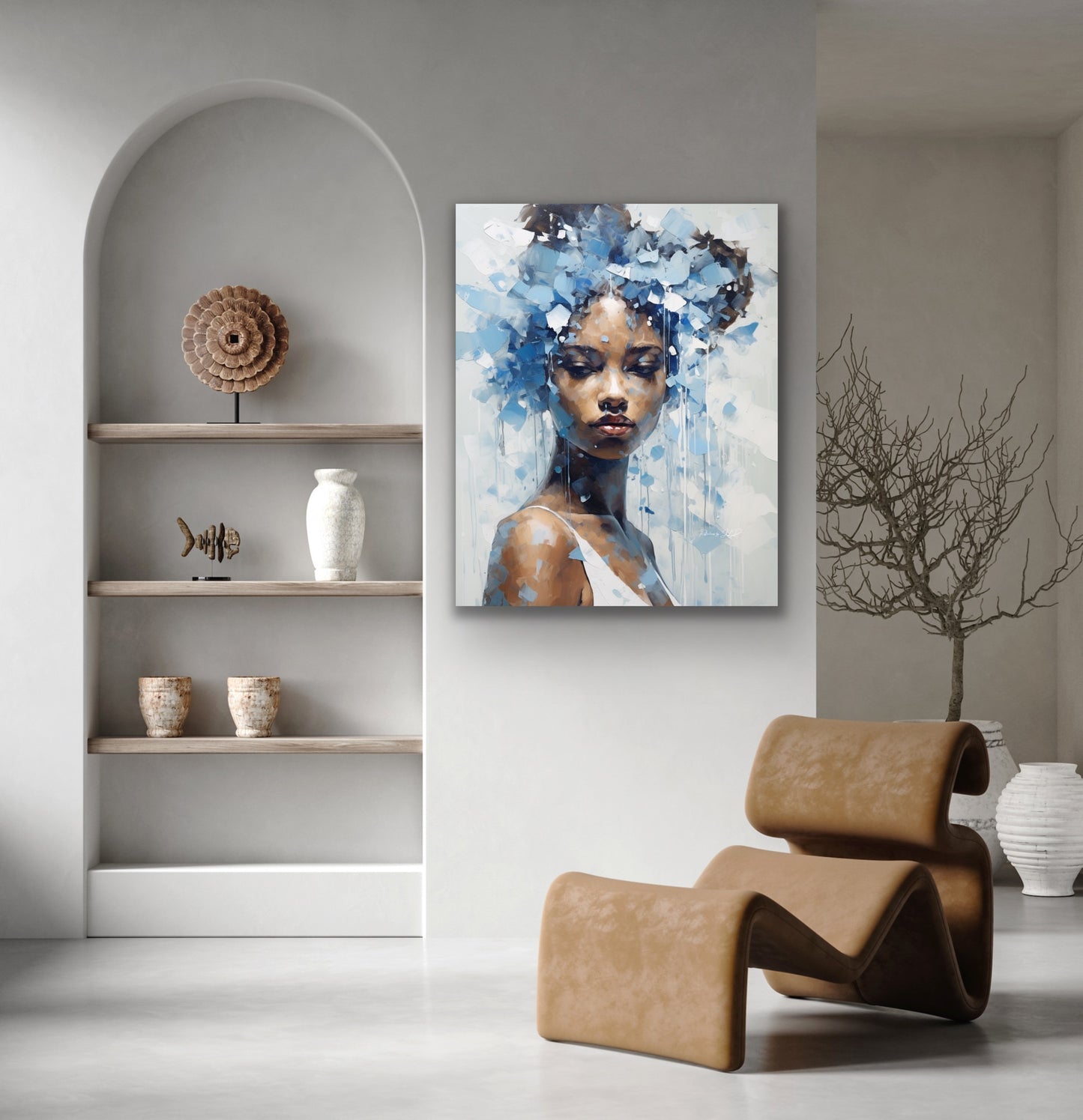 Beautiful Blue | Stretched Canvas Print Wall Art | Black Art | African American Art