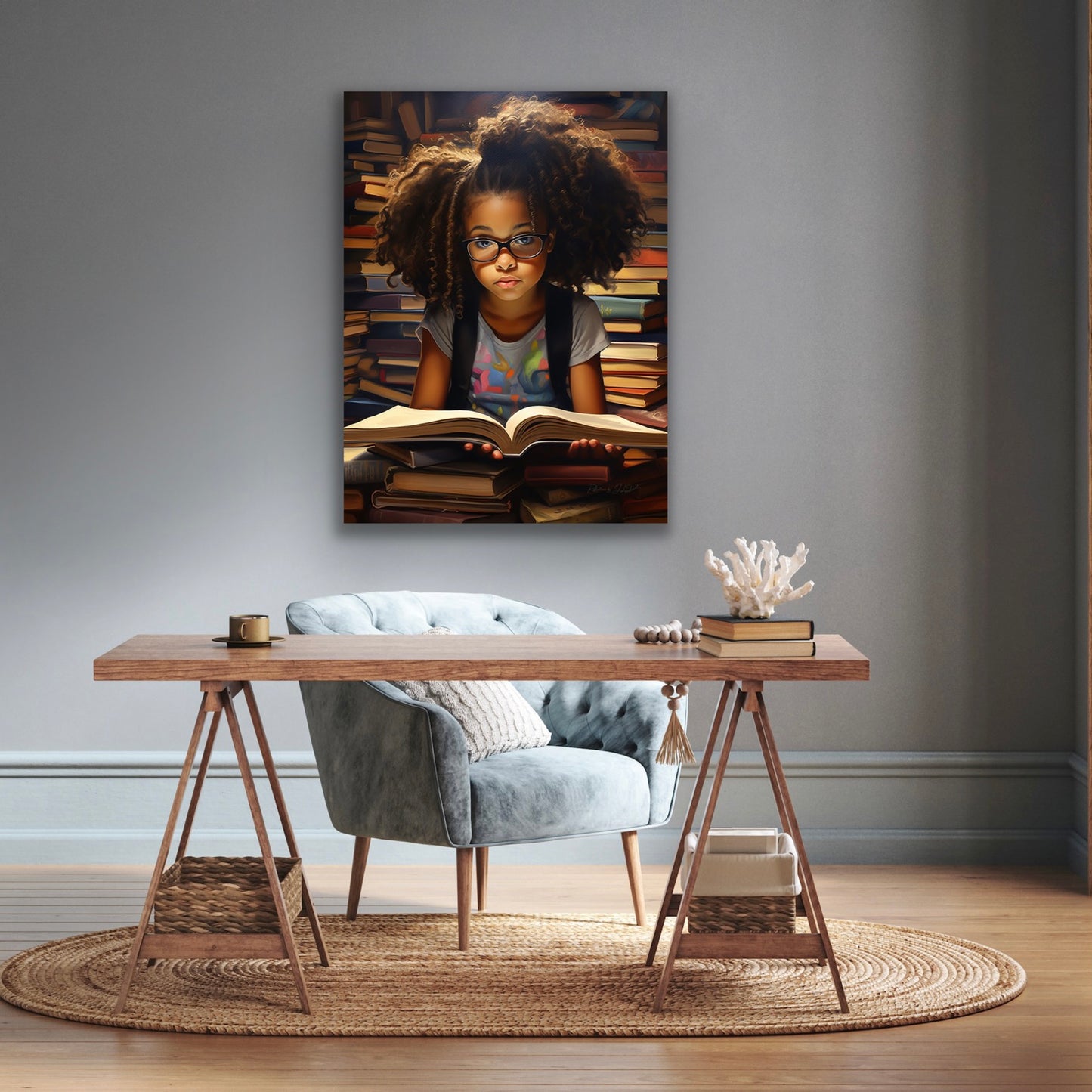 Books! | Stretched Canvas Print Wall Art | Black Art | African American Art