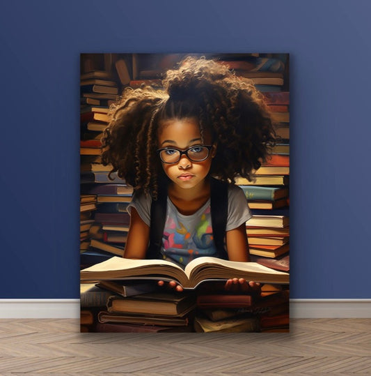Books! | Stretched Canvas Print Wall Art | Black Art | African American Art