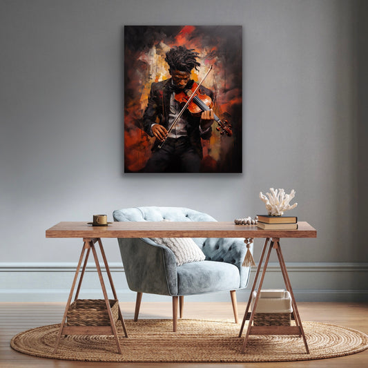 A Gentleman & His Violin | Stretched Canvas Print Wall Art | Black Art | African American Art