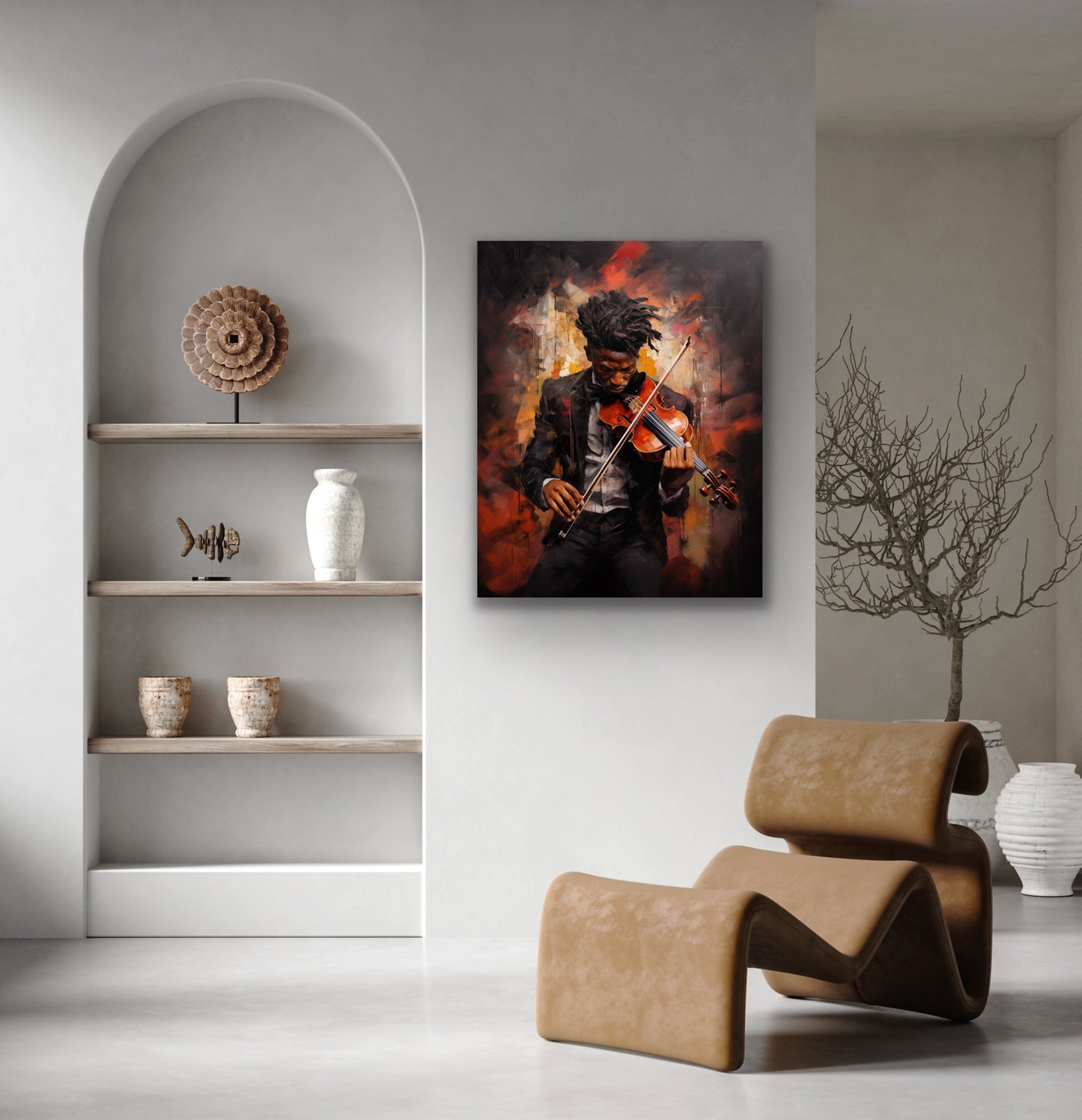 A Gentleman & His Violin | Stretched Canvas Print Wall Art | Black Art | African American Art