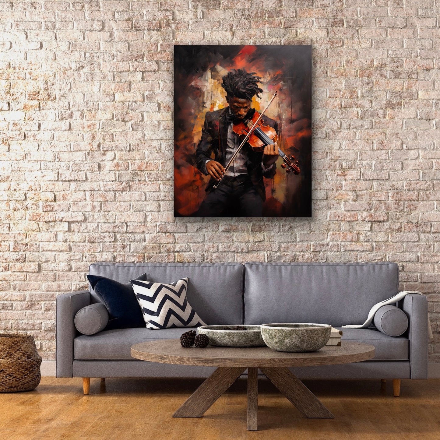 A Gentleman & His Violin | Stretched Canvas Print Wall Art | Black Art | African American Art