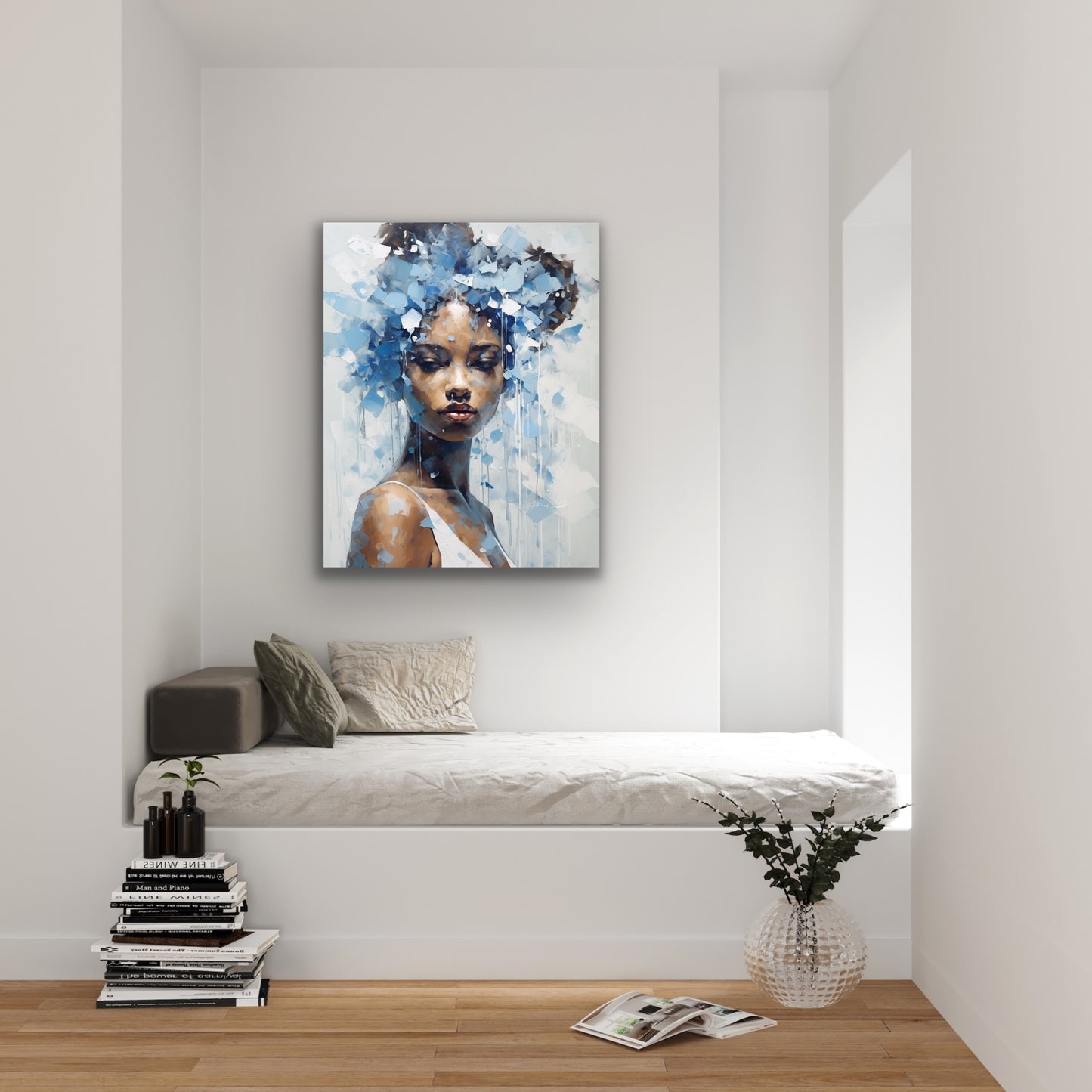 Beautiful Blue | Stretched Canvas Print Wall Art | Black Art | African American Art