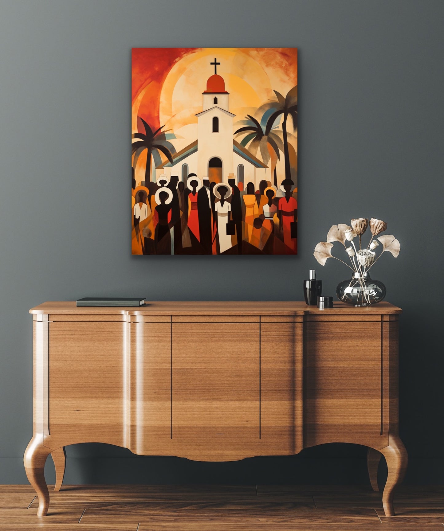 The Fellowship | Stretched Canvas Print Wall Art | Black Art | African American Art | Black Church Art