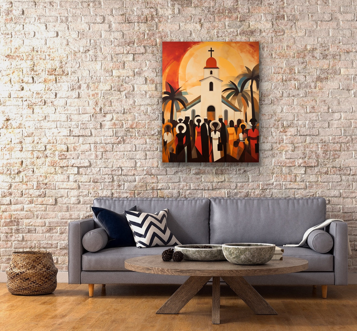 The Fellowship | Stretched Canvas Print Wall Art | Black Art | African American Art | Black Church Art
