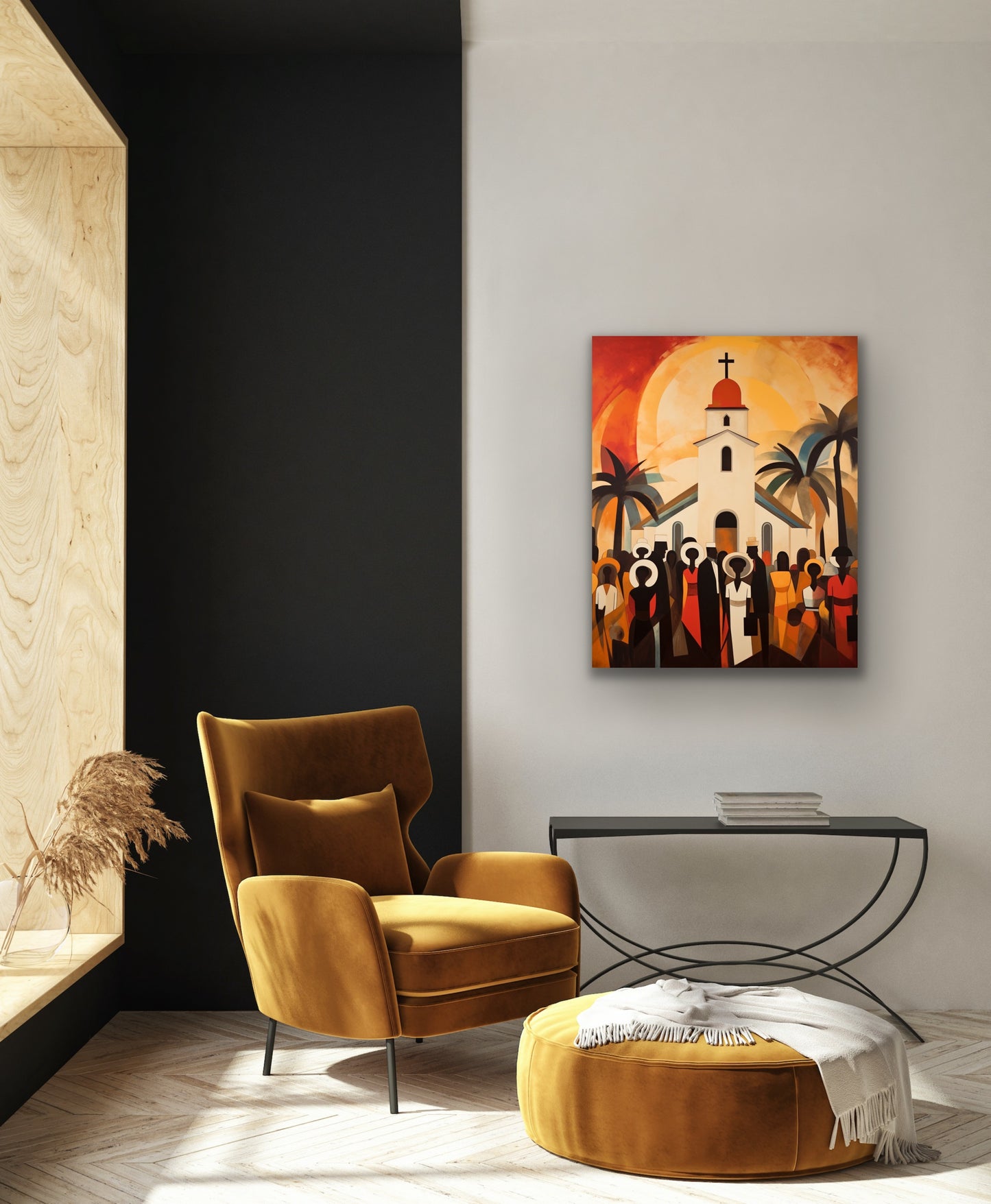 The Fellowship | Stretched Canvas Print Wall Art | Black Art | African American Art | Black Church Art