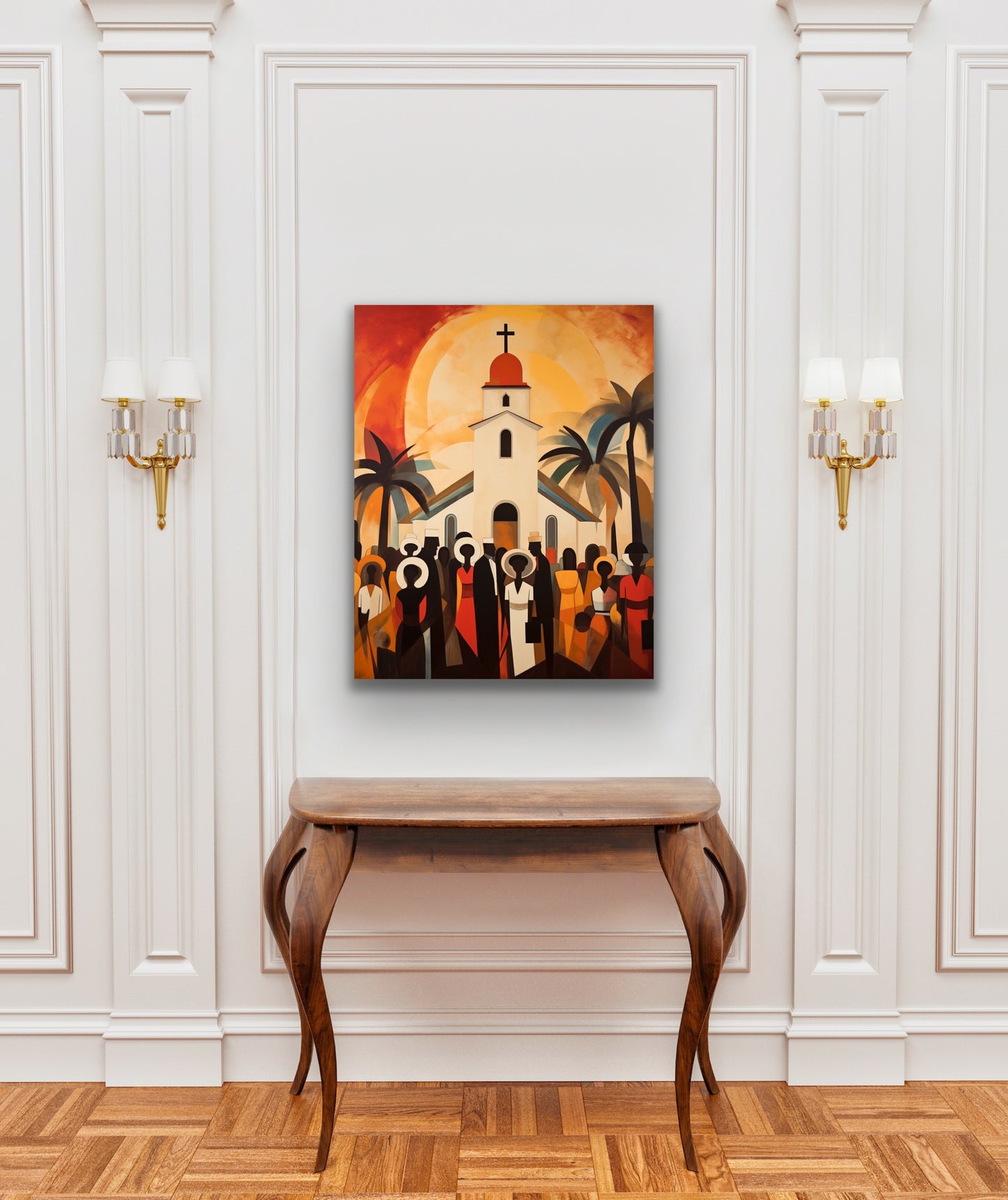 The Fellowship | Stretched Canvas Print Wall Art | Black Art | African American Art | Black Church Art