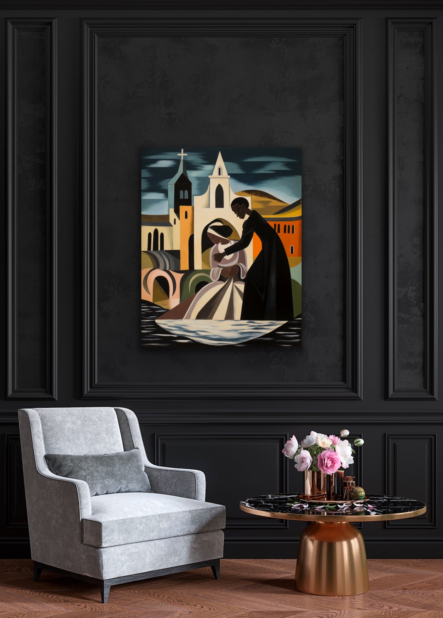 Wade In The Water | Stretched Canvas Print Wall Art | Black Art | African American Art | Black Church Art