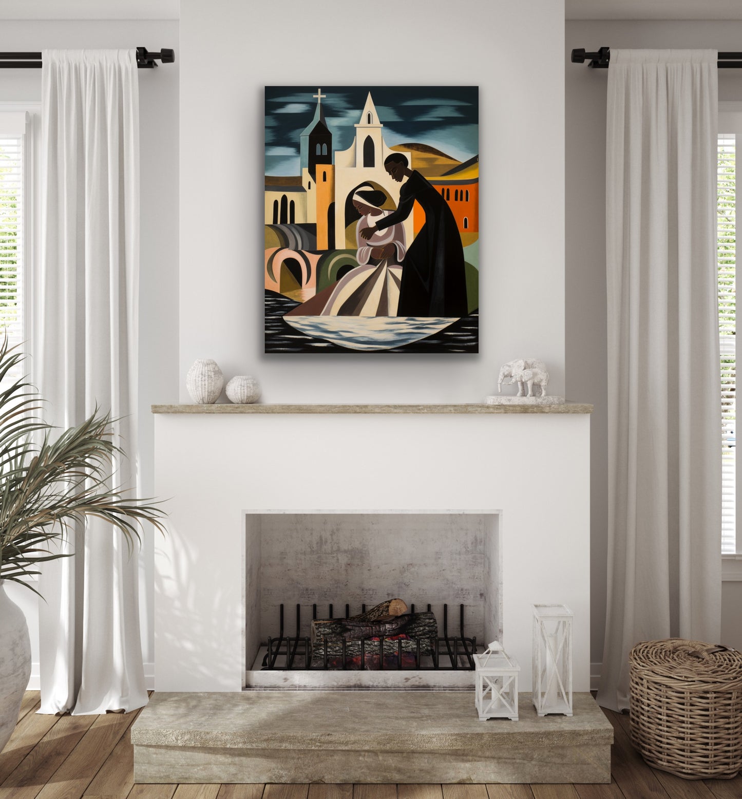 Wade In The Water | Stretched Canvas Print Wall Art | Black Art | African American Art | Black Church Art