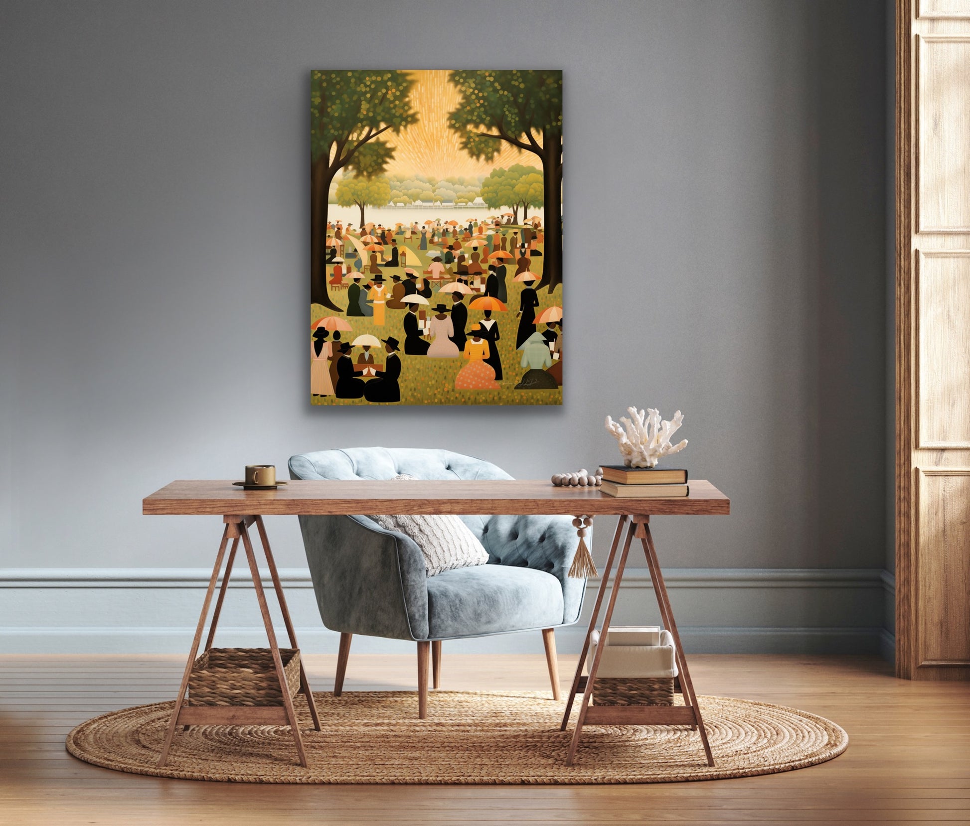The Family Reunion by Reflections by JLD - Black Families gather for a family reunion coinciding with an early Juneteenth celebration. Black Art. African American Art.