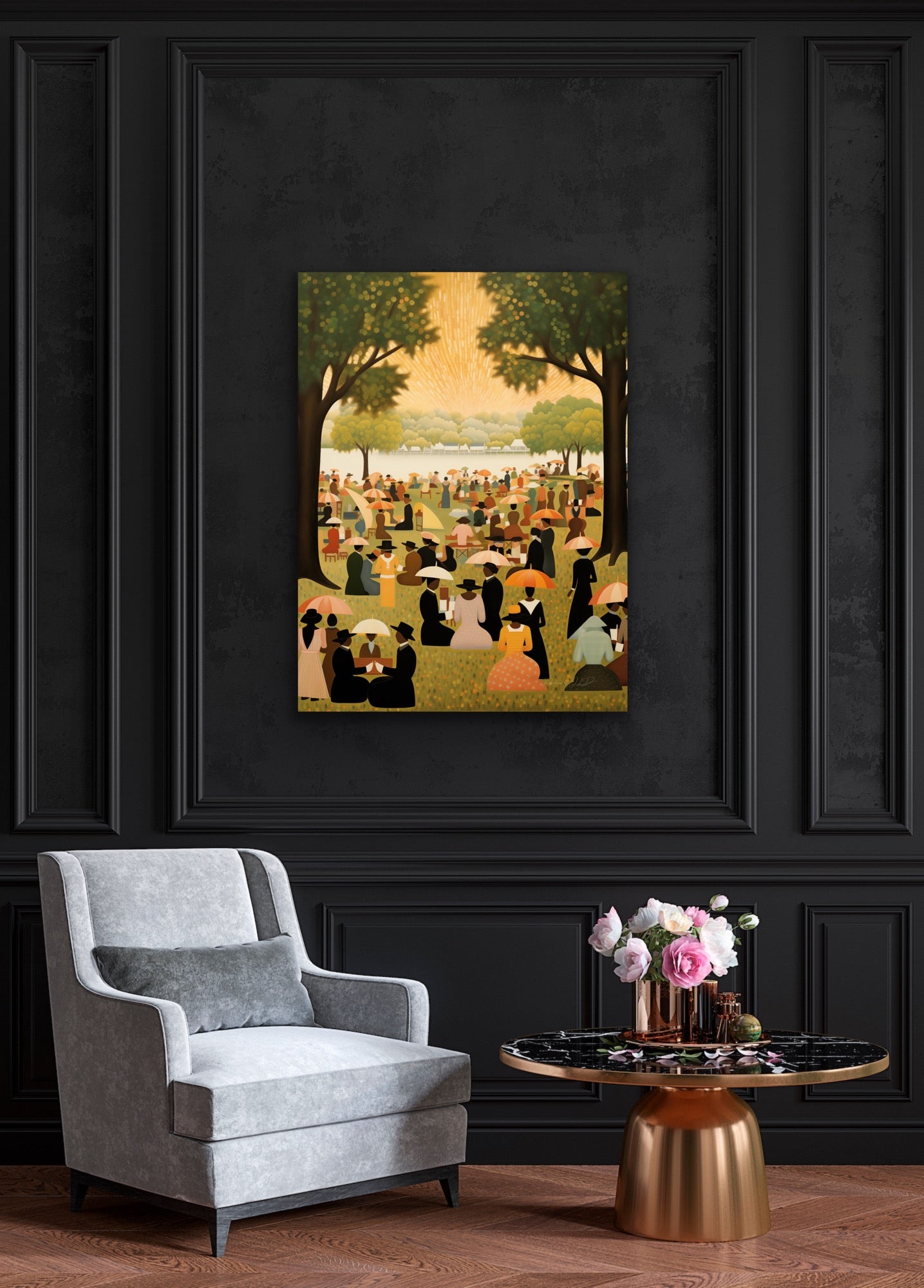 The Family Reunion by Reflections by JLD - Black Families gather for a family reunion coinciding with an early Juneteenth celebration. Black Art. African American Art.