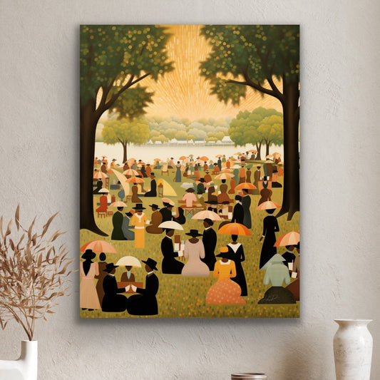 The Family Reunion by Reflections by JLD - Black Families gather for a family reunion coinciding with an early Juneteenth celebration. Black Art. African American Art.