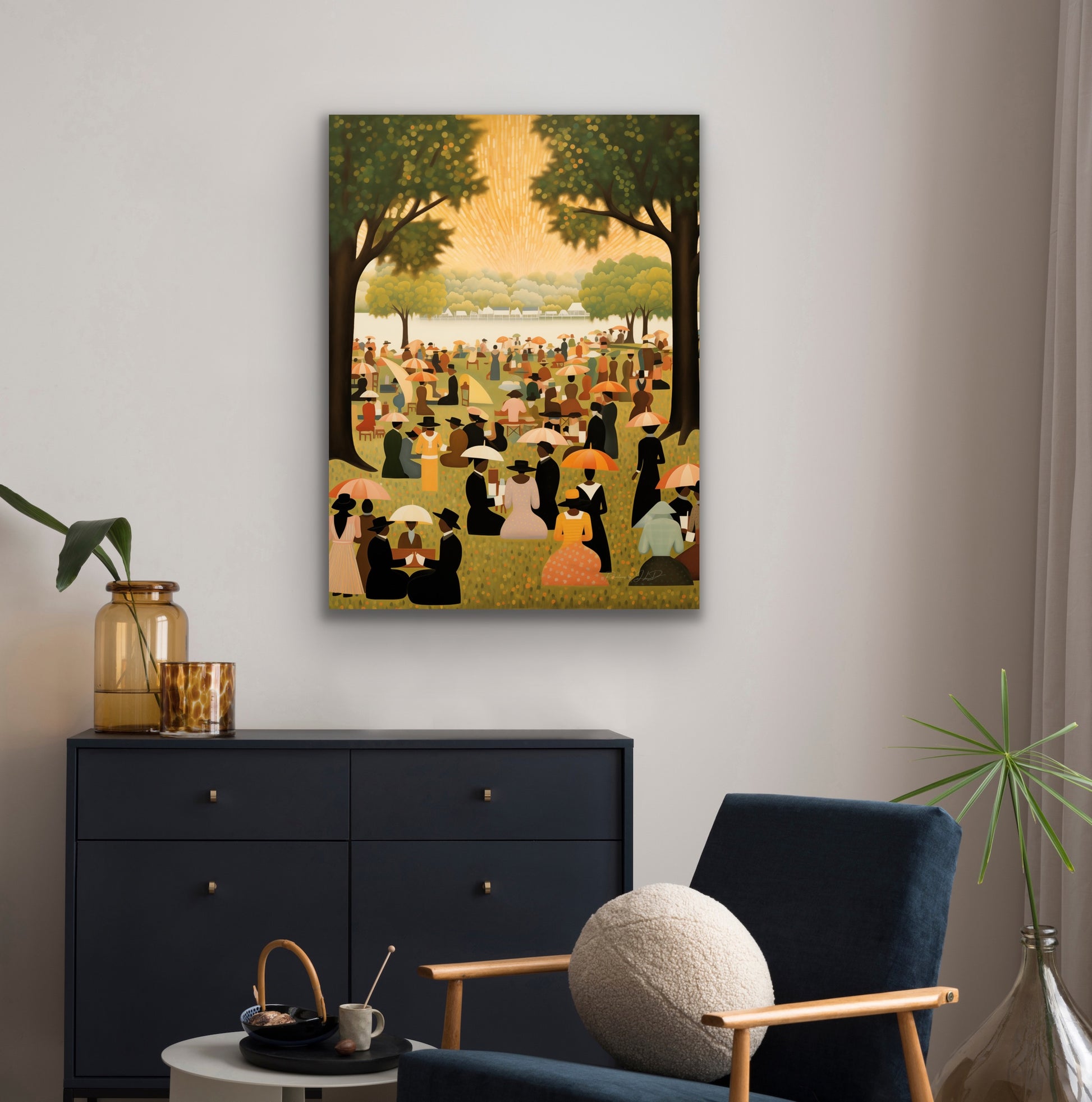 The Family Reunion by Reflections by JLD - Black Families gather for a family reunion coinciding with an early Juneteenth celebration. Black Art. African American Art.