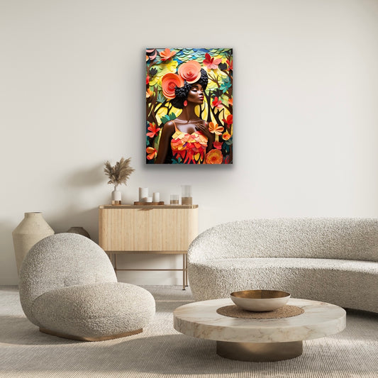 Sun Kissed Garden | Stretched Canvas Print Wall Art | Black Art | African American Art