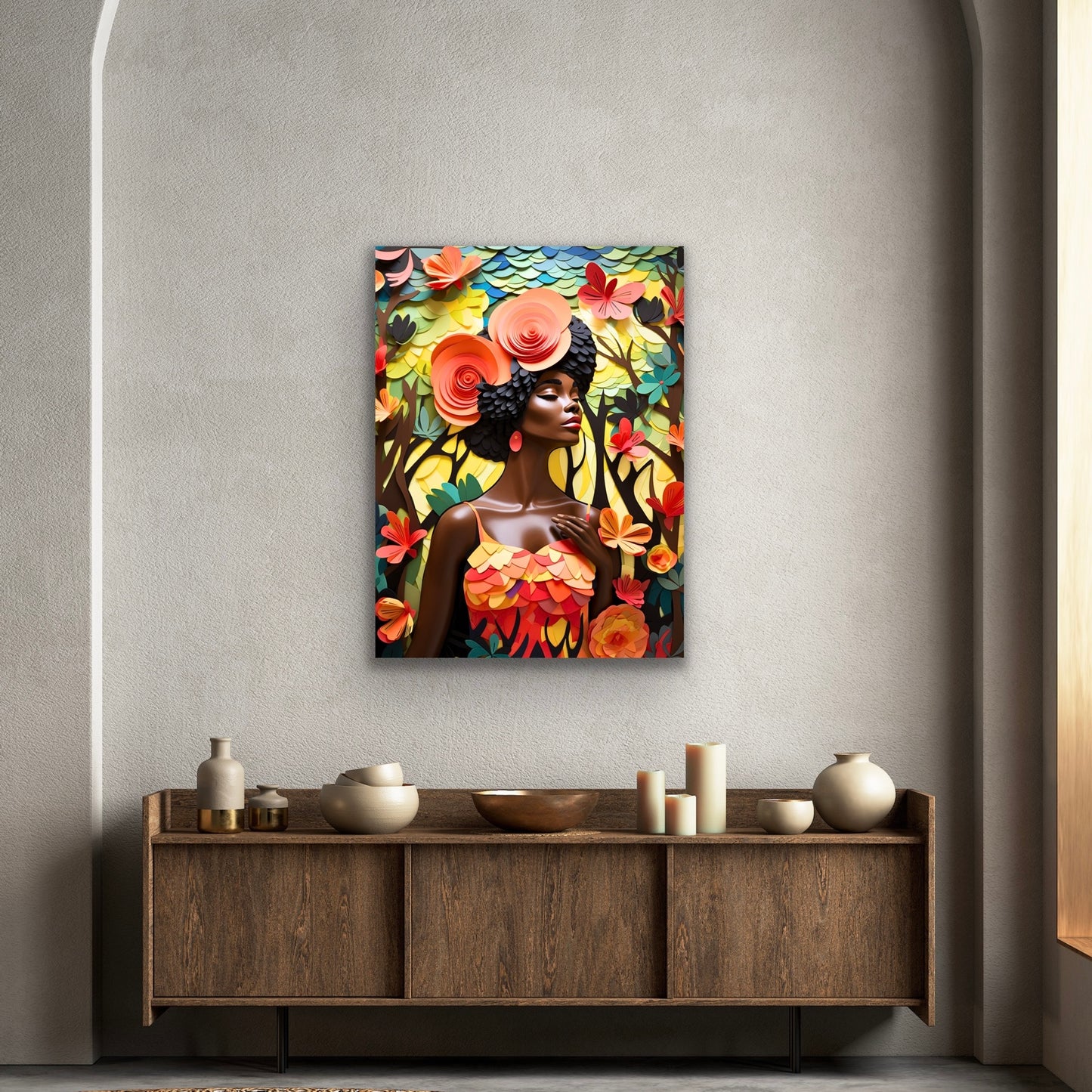 Sun Kissed Garden | Stretched Canvas Print Wall Art | Black Art | African American Art