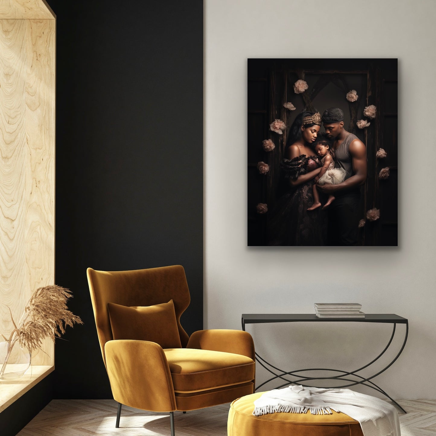 The Family Bond | Stretched Canvas Print Wall Art | Black Art | African American Art | Black Love