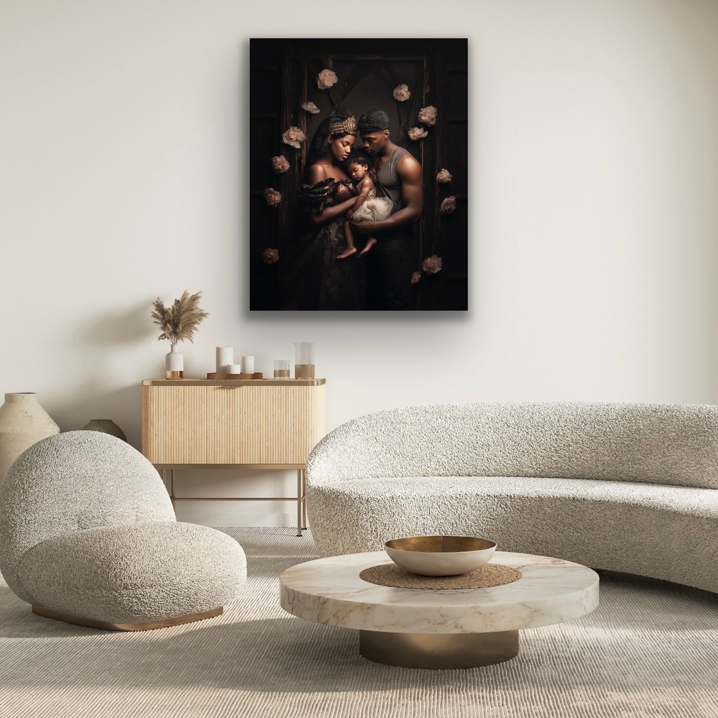 The Family Bond | Stretched Canvas Print Wall Art | Black Art | African American Art | Black Love